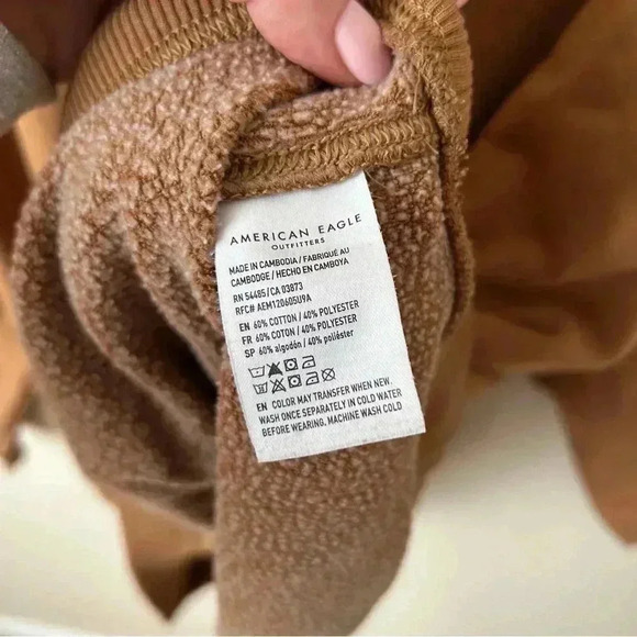 American Eagle Brown Crewneck Oversized pullover Sweatshirt Women’s Size Medium - Picture 4 of 5
